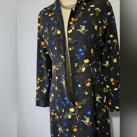 LAUTREAMONT Black Floral Black Long Sleeve Maxi Dress. Size 2 - Picture 7 of 12